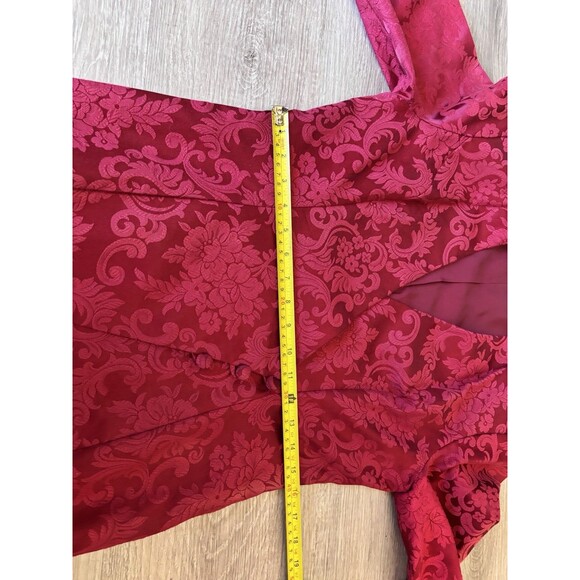 Vtg 80s Brocade Whimsigoth Lace Trim With Asymmetrical Blazer Sheath Dress Set 8 - Picture 14 of 16